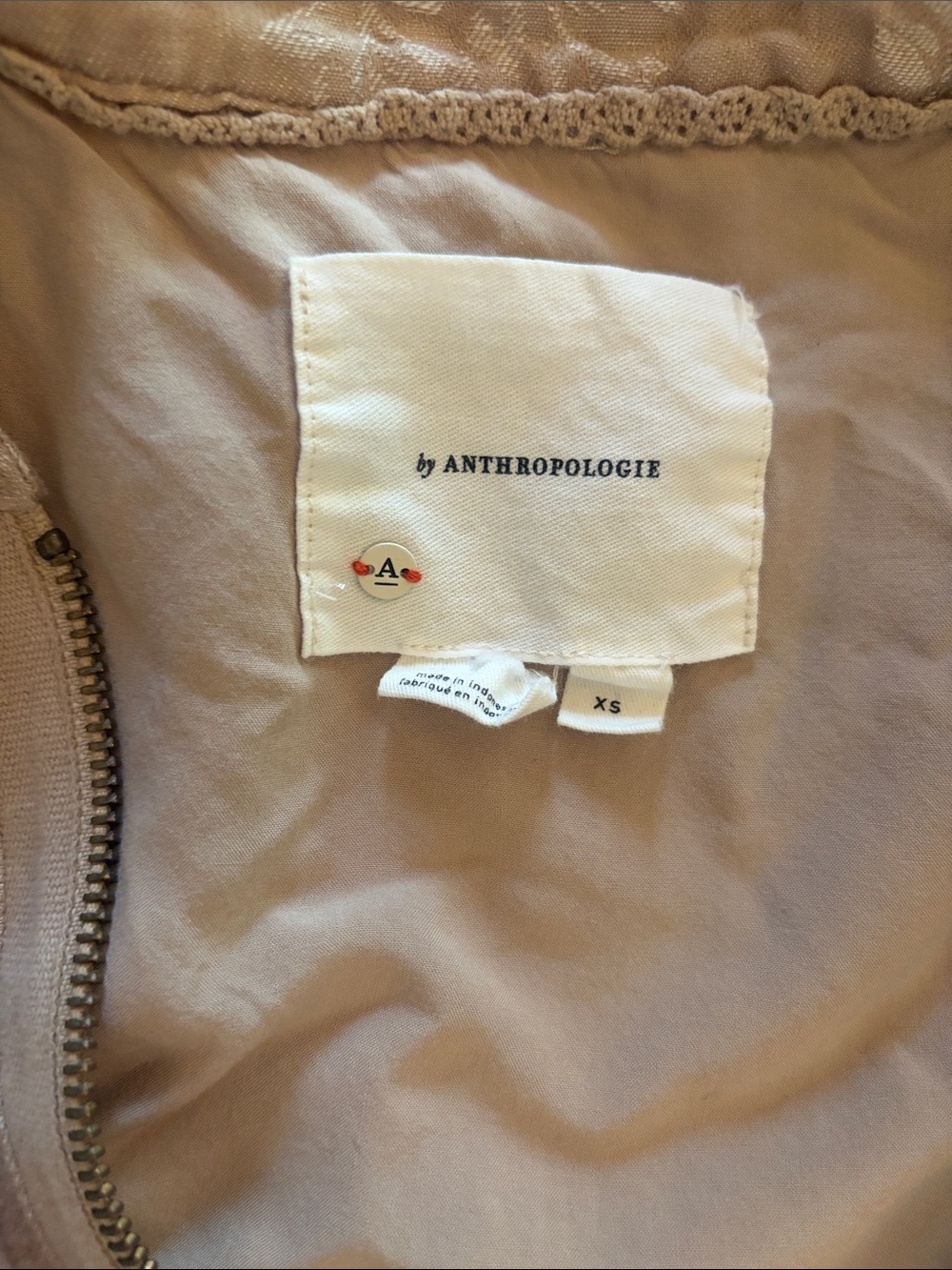 Anthropologie Cream Embroidered Floral Puff-Sleeve Feminine Bomber Jacket - Picture 2 of 5